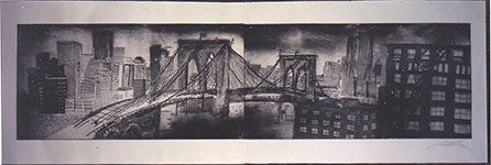 Brooklyn Bridge, a Etching and Aquatint,drypoint by Adam Werth