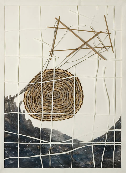 untitled, a paper, tweed,feathers,string by Ishmael Randall Weeks
