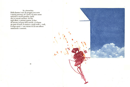 A page from Angels Disturb Me by Roberto Sanesi and artwork by Masuo Ikeda (1934-1997)