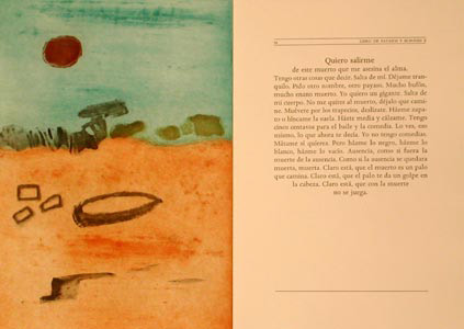 A page from Payasos y bufones by G.Brasca and artwork by Rita Gallé. 5 Acquatint etchings
